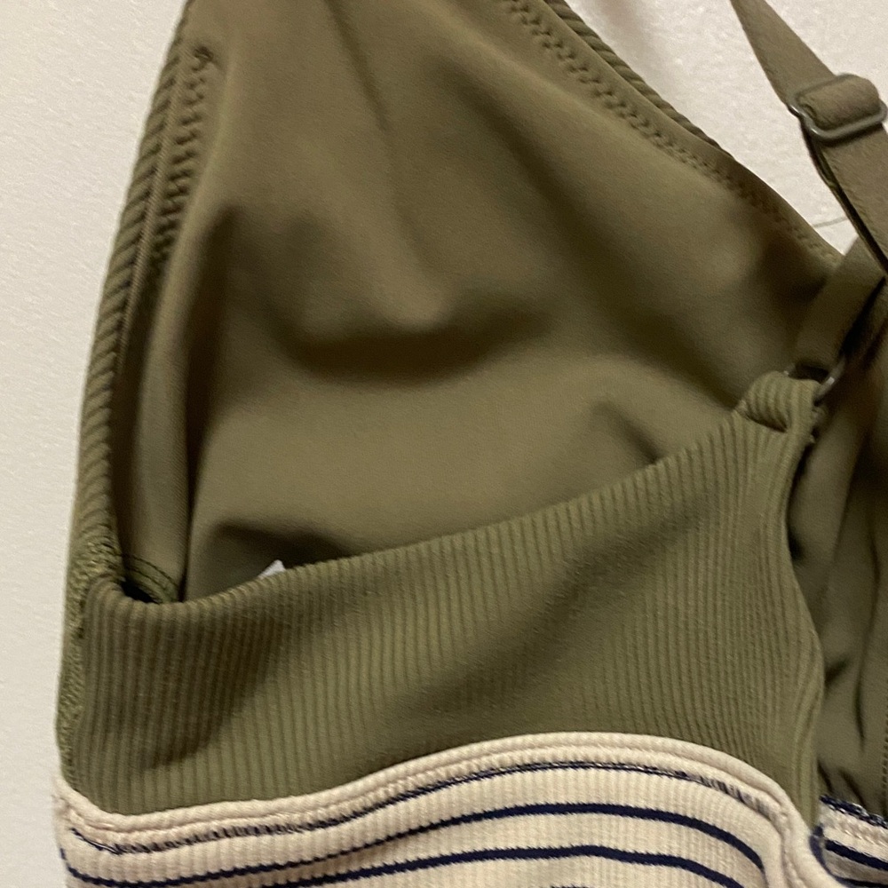 Stylish Olive Green Bralette with Striped Band - Picture 7 of 9
